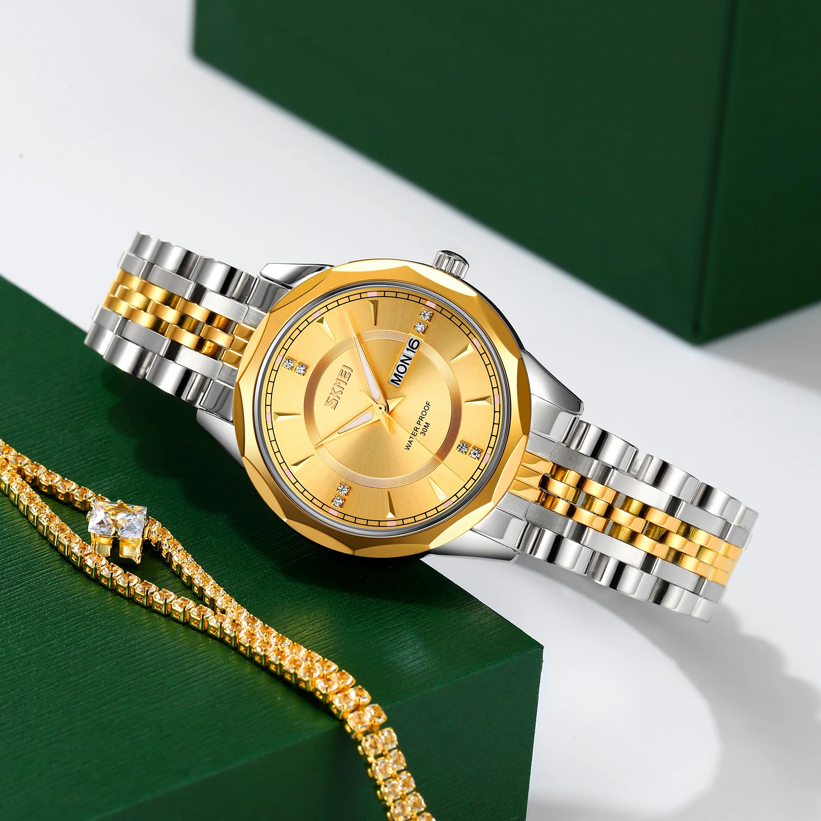 SKMEI 9264 High Quality Women Hot Sell Model Stainless Steel Luxury Lady Quartz Wristwatches