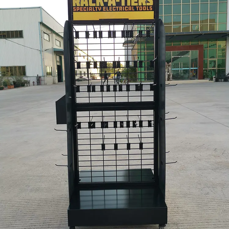 Custom Free Standing Wire Display Rack Metal Rotating Floor Hanging Display Stands With Hook