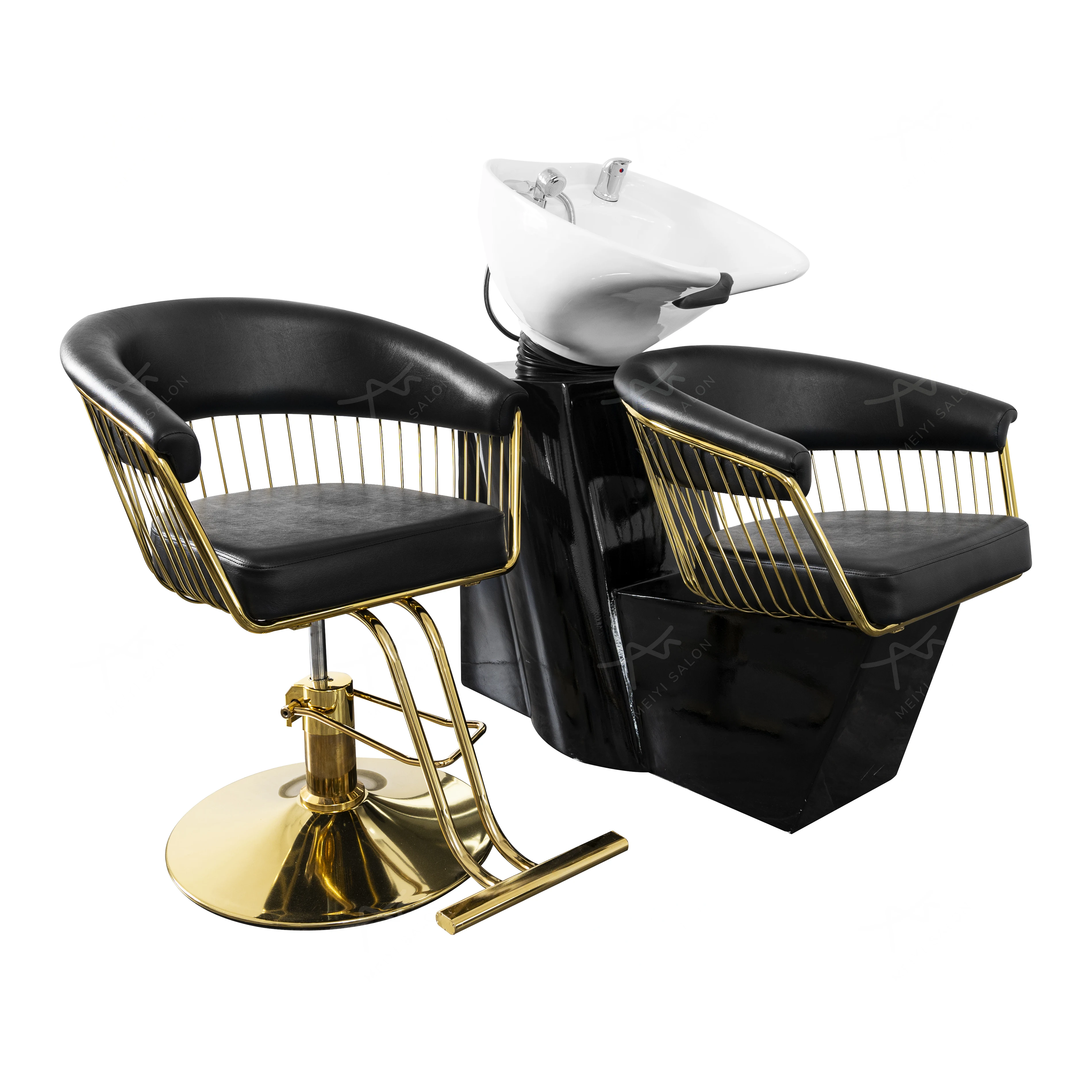 Black Shampoo Bowl Chair Shampoo Chairs Set Hair Salon Furniture Cheap Barber Hair Wash Chair Package