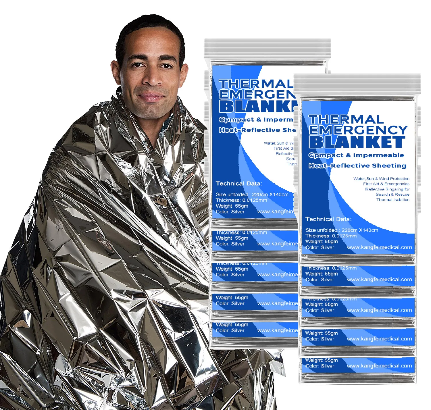 10 pack durable space thermal emergency blanket first aid for Outdoors Hiking Marathons