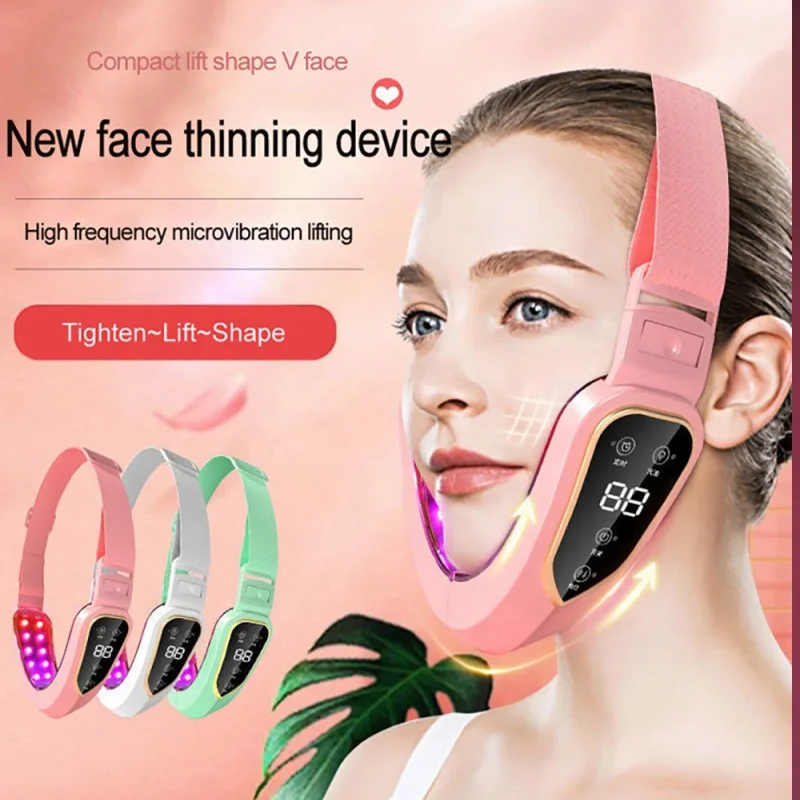Ems Face Massager Facial Double Chin Remover Led Light Therapy V-shaped Facial Lift Device