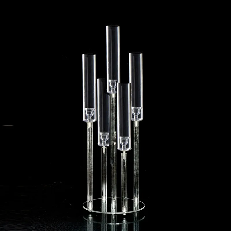 2023 New style 68cm tall Clear acrylic Candle Holders wedding centerpiece 5 arms candelabra for party  decoration