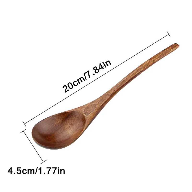 Wholesale Long Handle Non-slip Wooden Spoon Natural Wood Soup Serving Spoon Set