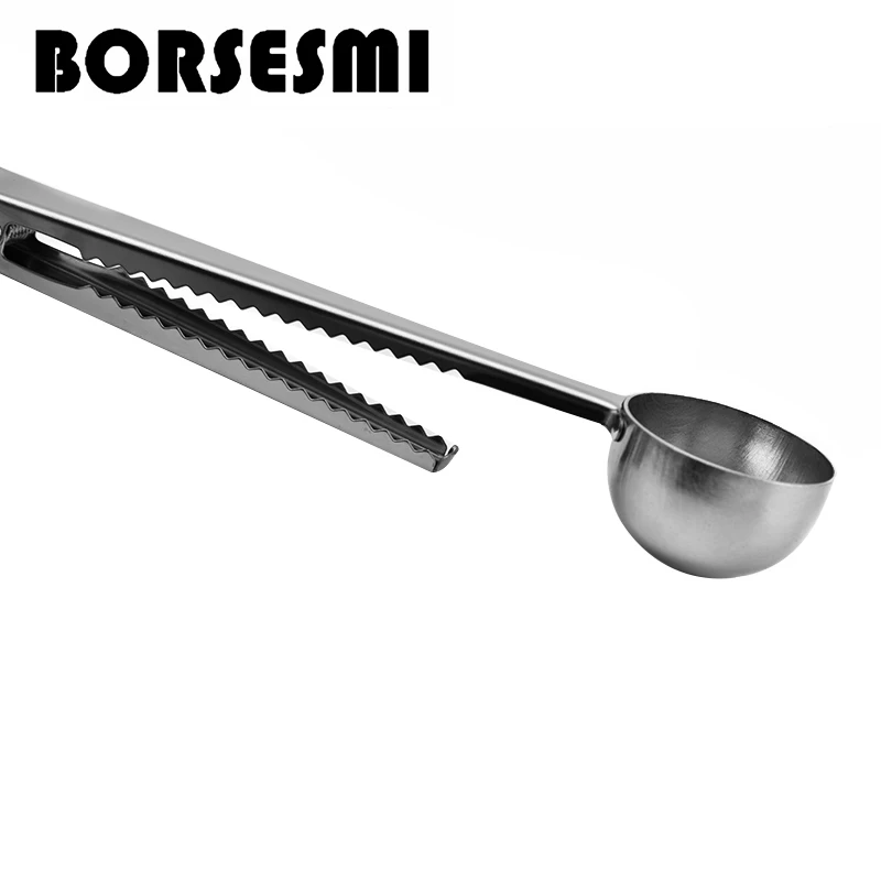Unique kitchen gadgets Stainless Steel coffee bean scoop Cereals milk scoop measuring spoon metal coffee spoon With sealing clip