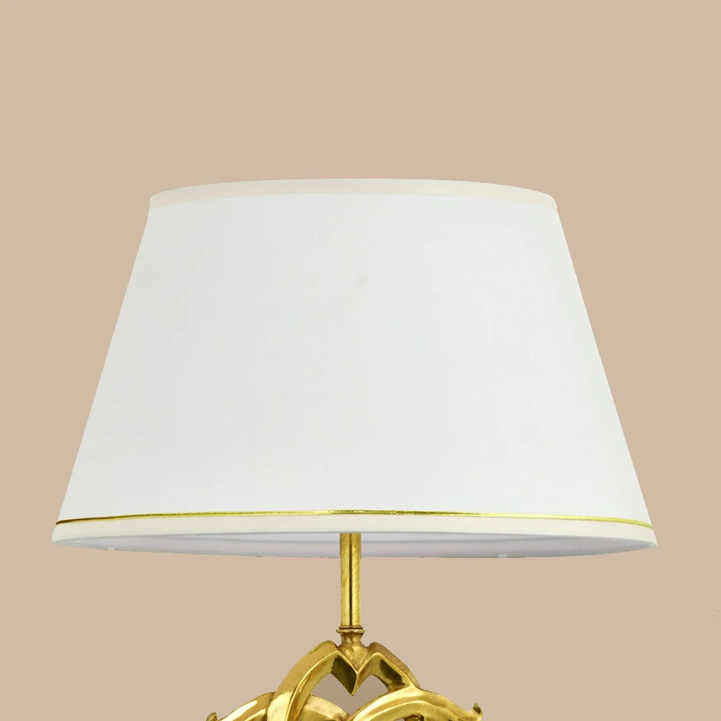 Living Room table lamp Retro Cloth study table lamp Room French Copper spiral table lamp