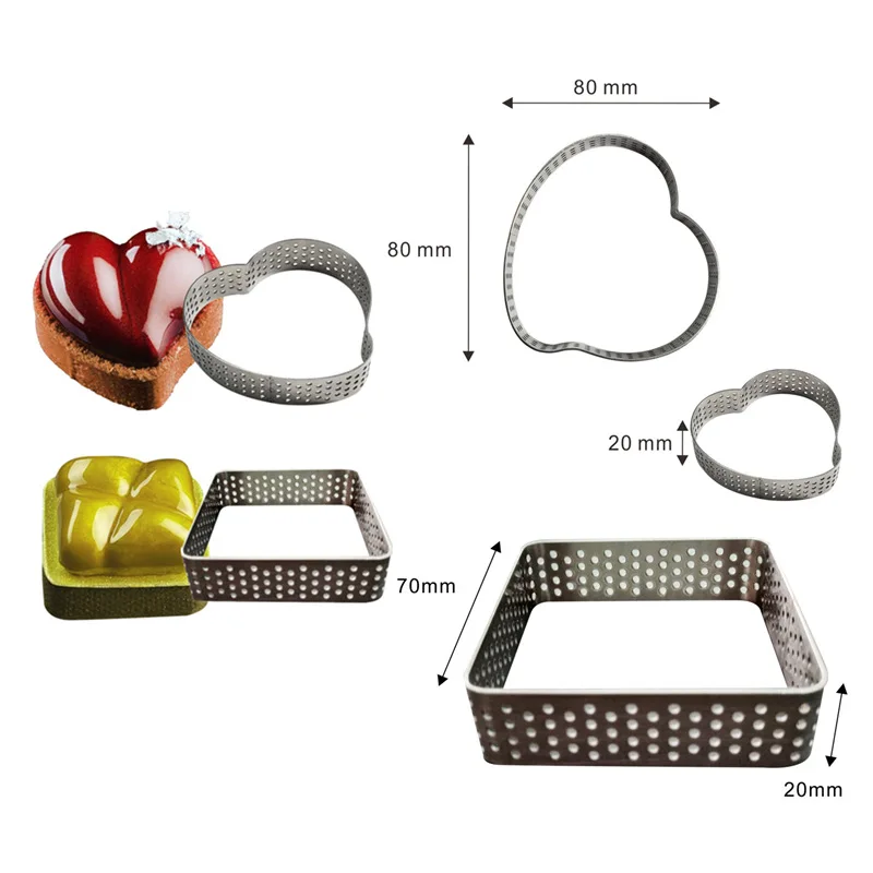 Stainless Steel Square Rectangle Cake Molds Tart Ring Mousse Cake Cutter