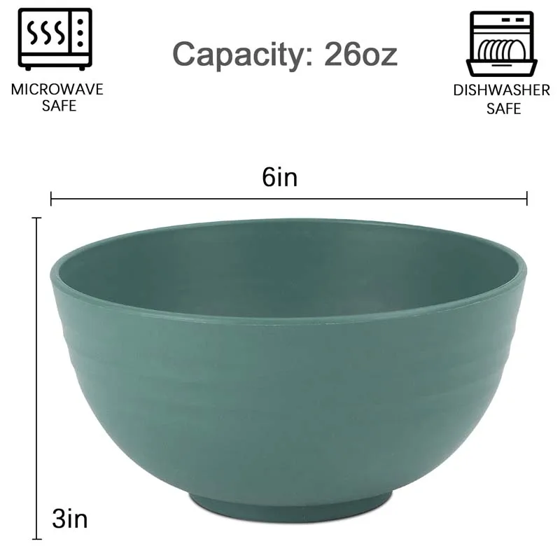 Eco Friendly Biodegradable 8 Pcs Cereal Bowls Unbreakable Wheat Straw Dinnerware Bowl Set Noodle Salad Rice Soup Bowls