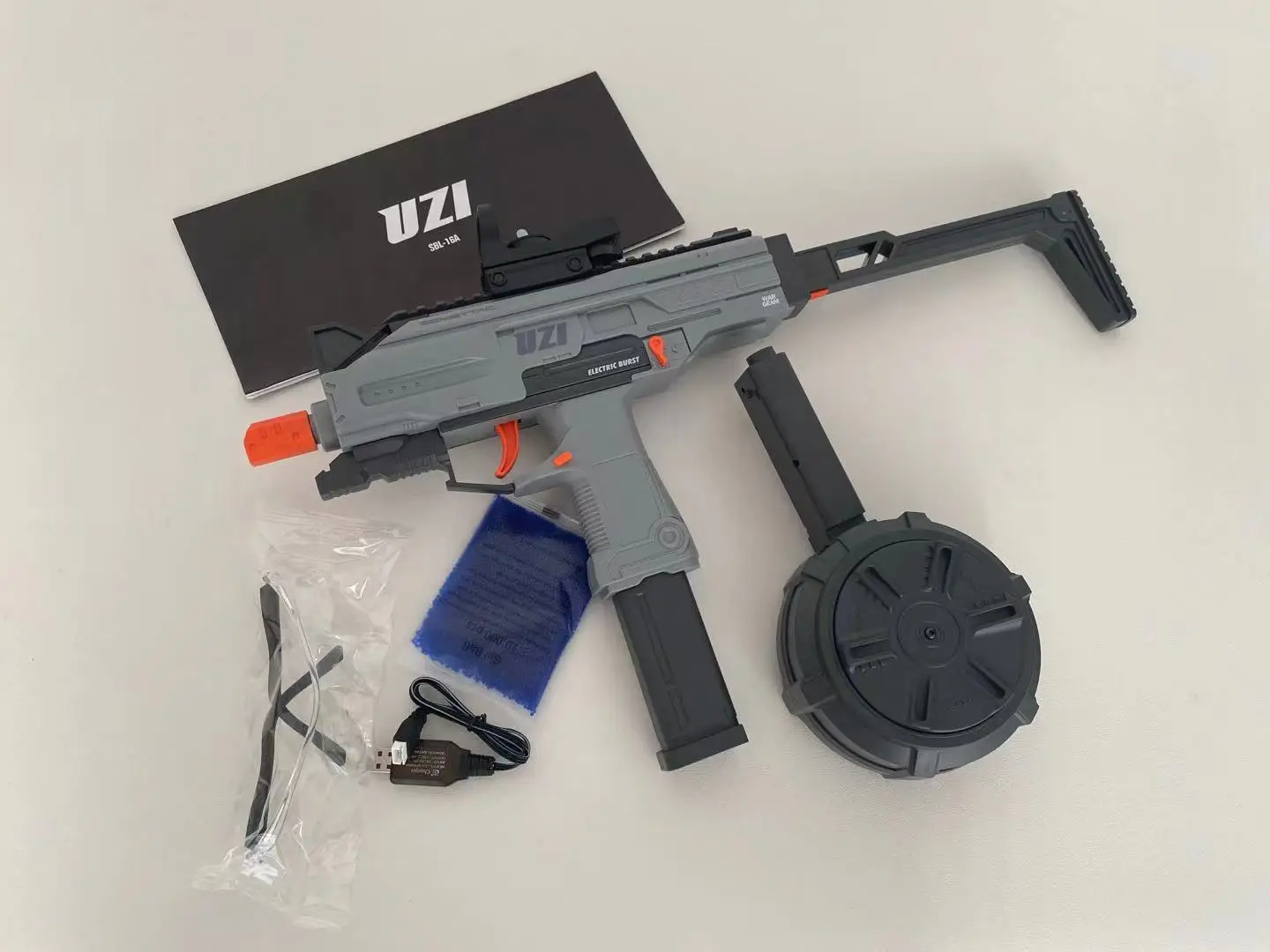 Большой барабан 2022UZI Электрический гелевый бластер водяной пистолет TikTok в том же стиле игрушечные пистолеты
