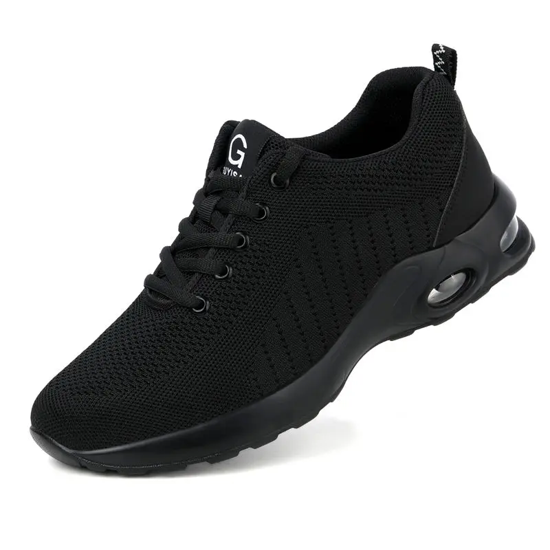 2023 Light Weight Man Sneakers Breathable Knit Black Safety Shoes Steel Toe Safety Shoes