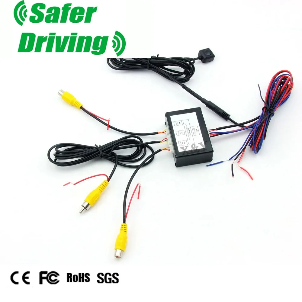 The dual-channel video control box of automobile reversing camera is used to automatically switch front/back. XY-3027