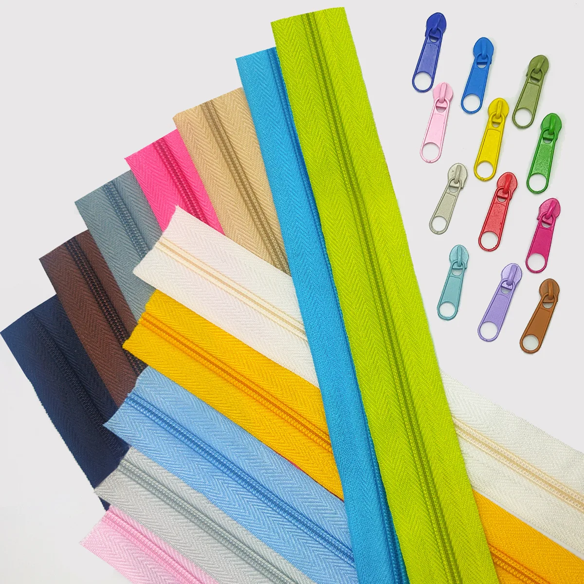 3#  5# 7# 8# 10# versatile nylon zipper rolls Custom open end metal 48 Colors zipper pull for pants clothing bags