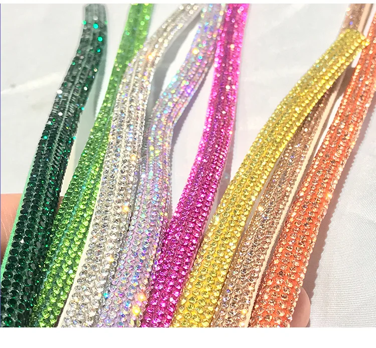 6mm Bling Cotton Core Rope Popular Dense Diamond 7mm Tube Chain Fashion Round Rhinestone Shoelaces
