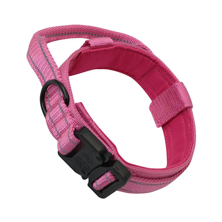 High Quality S M L Metal Buckle Thick Padded Dog Collar With Handle