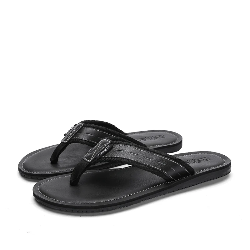Cheap Best Quality Summer PU Leather Strap Designer Flip Flops For Man