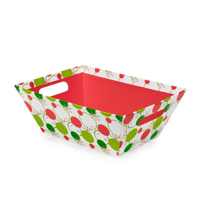 wholesale luxury trapezoid Merry Christmas Corrugated Board Hampers Tray Box Set Gift Present Boxes with handle