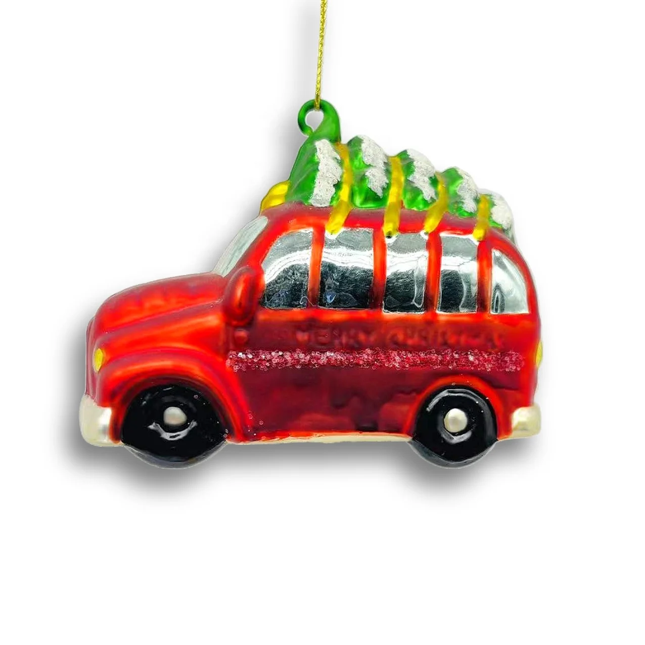 DIY customized Christmas ornaments shiny glass crafts transport tools series products Christmas minivan glass ornaments