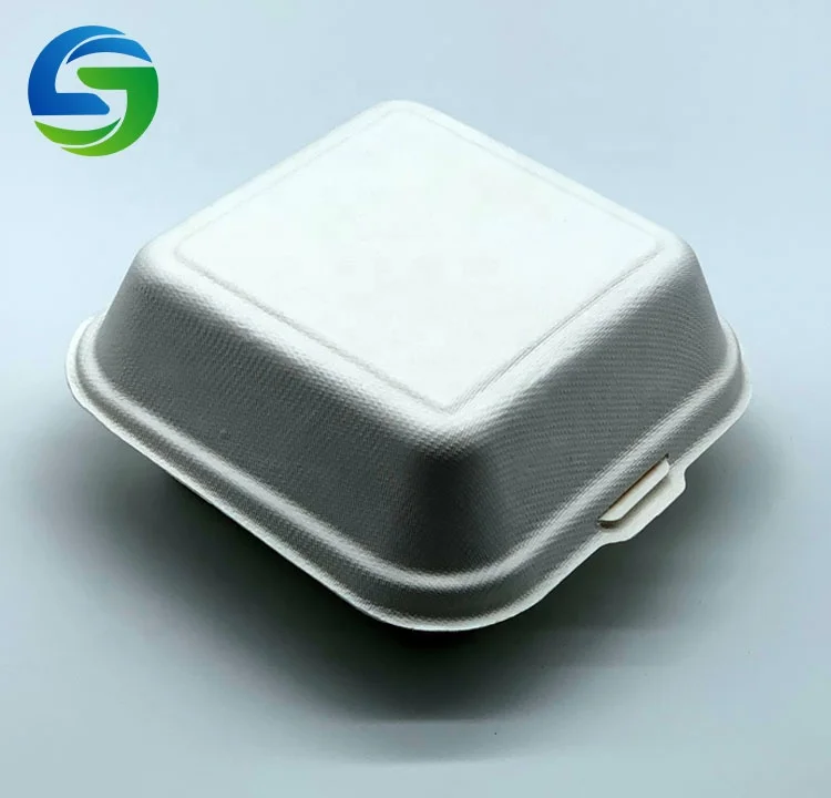 Wholesale Eco Friendly Biodegradable Disposable Compostable Bagasse Sugarcane Fiber Food Container Burger Packaging Box