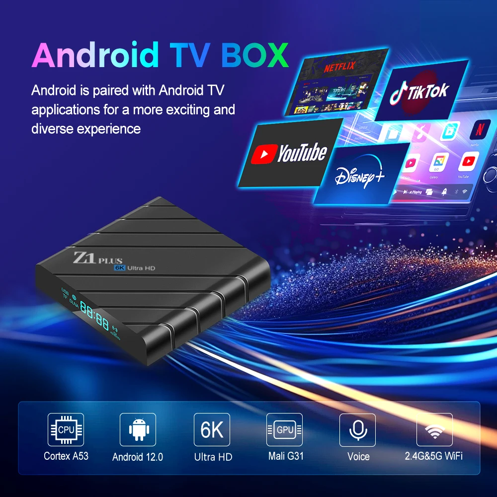 GYS Hot style Z1 Plus Allwinner H618 TV Box Android 12 4K Android BT Remote Control 2.4G/5G Wifi 2+16GB IPTV