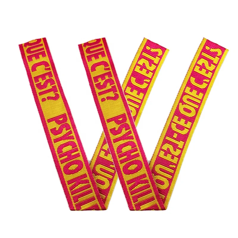 4CM Custom Polyester Fabric Embroidered Dacron Band Terylene Jacquard Nylon Pants Webbing Strap With Logo