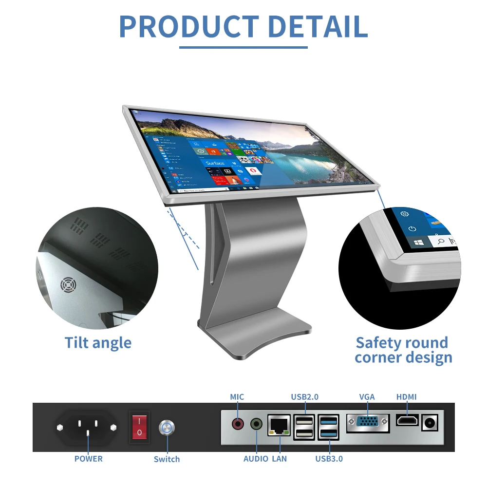 43 Inch LCD Interactive Touch Screen Window OS Digital Signage and Displays 20 Points Lcd