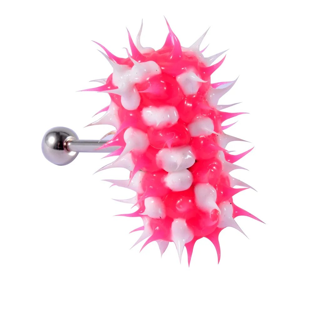 XM20079 Silicone Vibrating ball Tongue ring Stainless Steel Vibrating Massage Tongue Ring