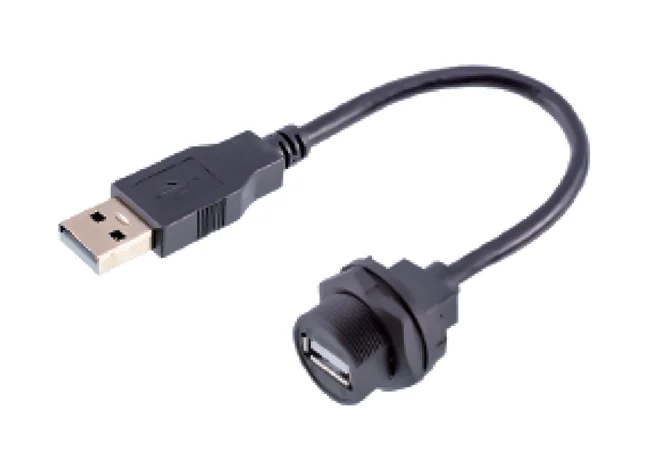 IP67 USB waterproof panel mount socket connector