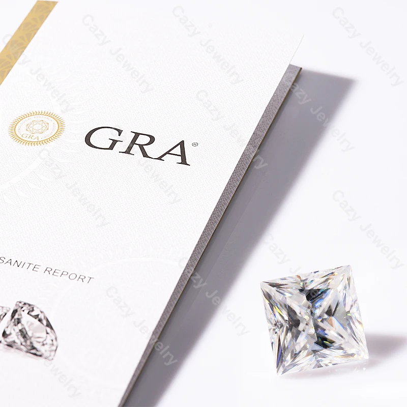 Cazy GH White 5x5mm Princess Cut Moissanite VVS1 Stone Loose Gemstone GRA Moissanite