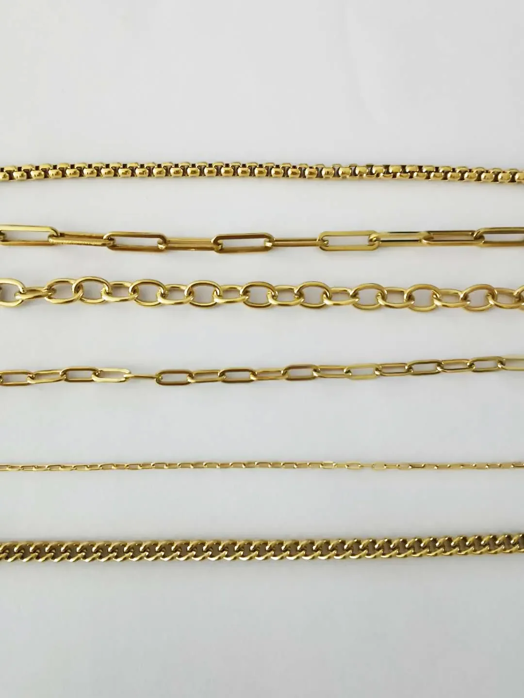 2023 Stainless Steel Fashion Jewelry Women Thin PVD 14k Gold Plated Paper Clip Chain Bracelet Femme Wholesale