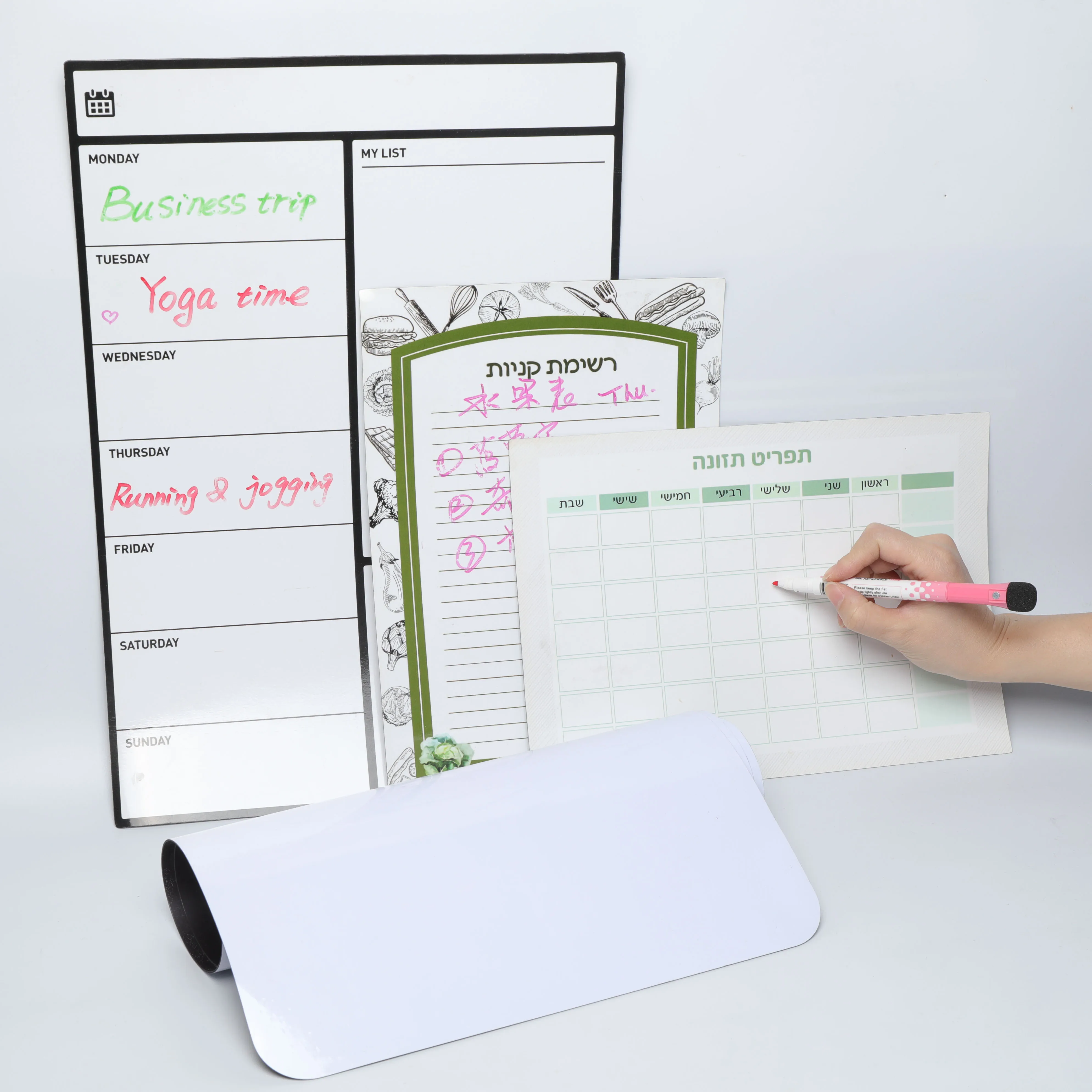 PET PVC yearly monthly weekly acrylic fridge calendar magnetic dry erase calendar for fridge