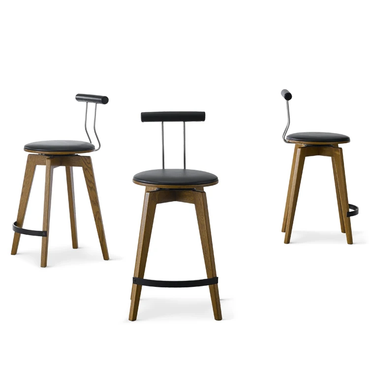 2022 New Arrival Metal Stainless Steel Bar Hotel Beech Wood Natural Barstool