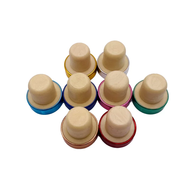 Customized luxury wooden bar top cap T shape wine / spirits synthetic cork bottle stopper