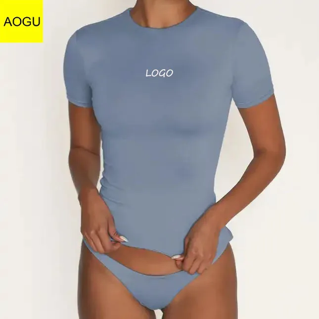 Wholesale custom logo Breathable high quality summer tee fashionable plain T- shirt for women