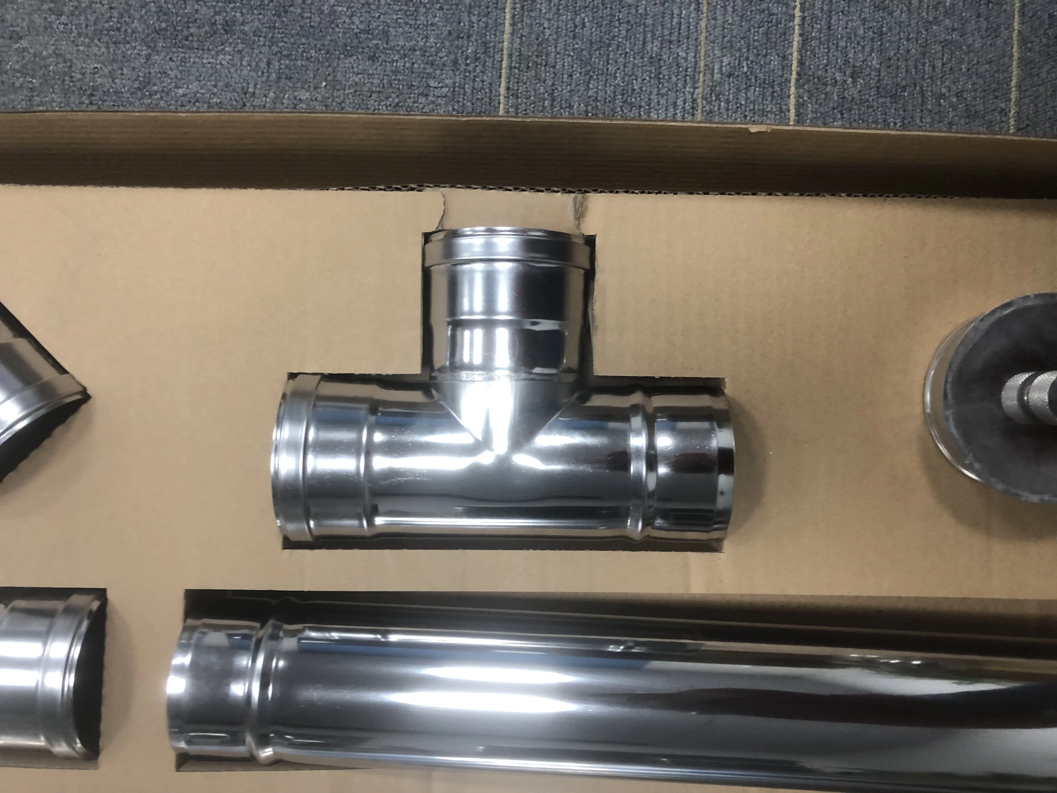 Flue pipe 80mm single wall elbow 90 degree tee rain cowl kit Stainless Steel Chimney Pipe , Insulated Stove Pipe
