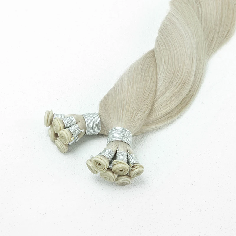 Salon quality Russian Hair Hand Tied Weft Double Drawn Machine Genius Weft Hair Extensions