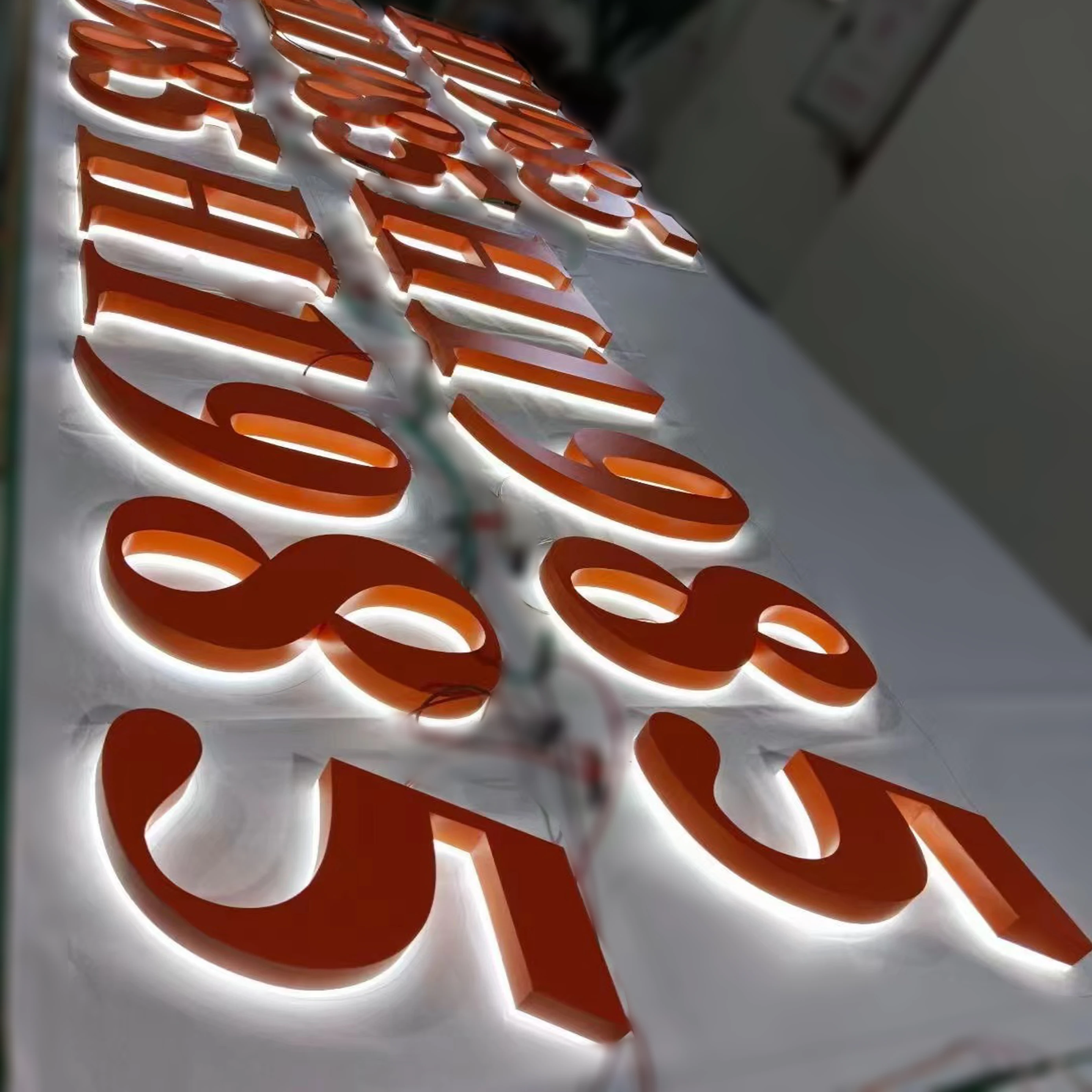 Custom Advertising led business metal backlit sign 3d illuminated logo letter sign electric outdoor custom store front sign