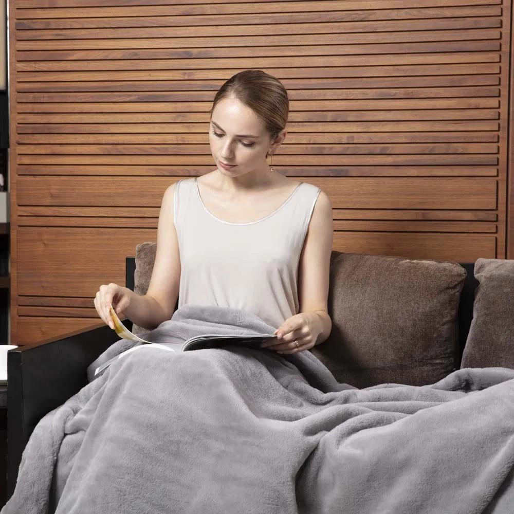 Super soft  Faux Fur Heated Throw with 6 Setting 3 Hours  Timer