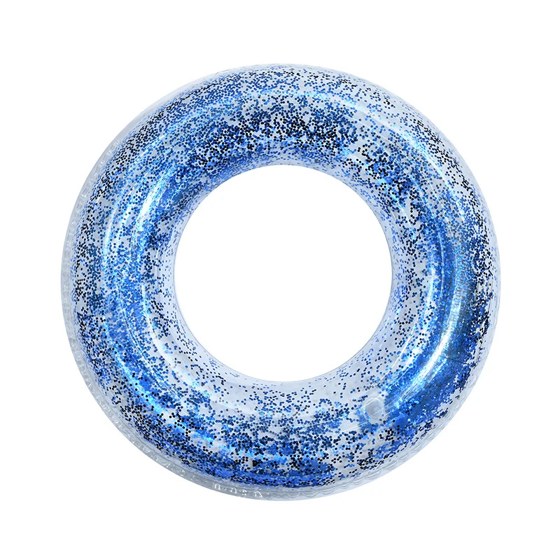 Adults Ring Float Inflatable Colorful Sparkling Glitters Pool Float Tube Transparent Swimming Ring