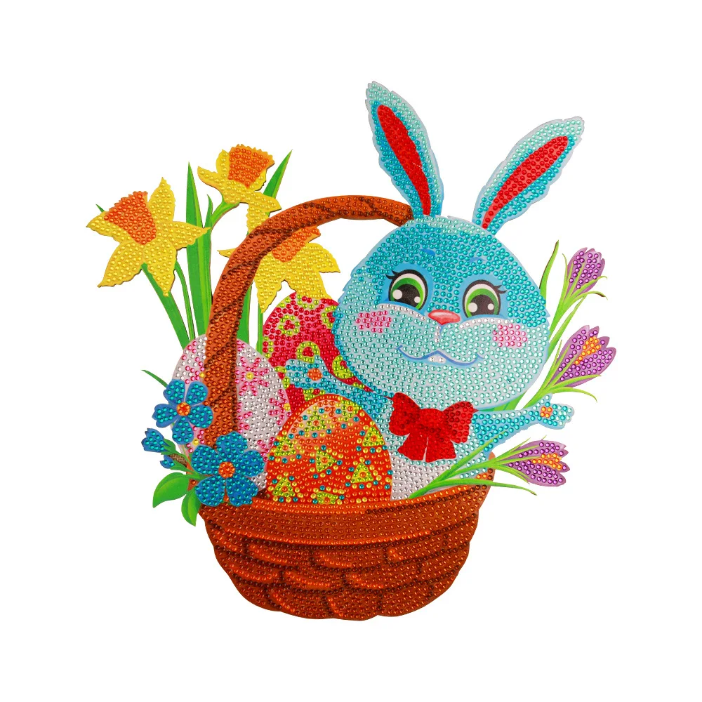 DIY diamond painting Easter bunny eggs door and window decoration rabbit wreath Embroidery Kit Home Decoration Personalized Gift