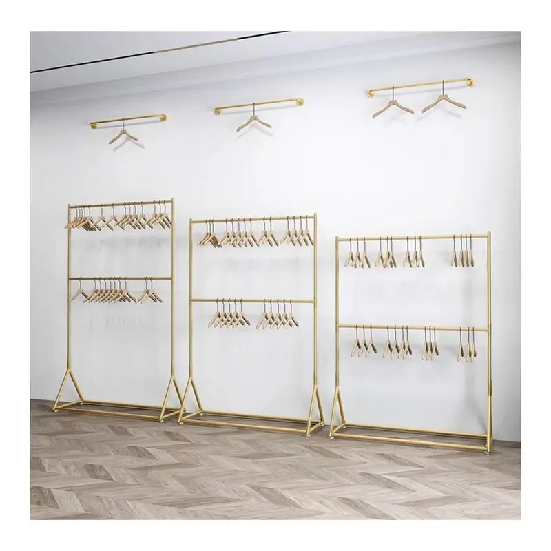 PRIMA Free Garment Showroom Interior Design Retail Clothing Shop Clothes Gold Stand Rack Display for Sale