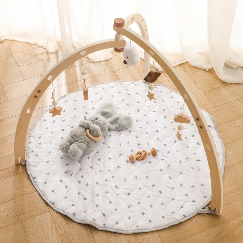 Foldable frame activity hanging wooden educational mat baby play gym montessori toy for kids montessori