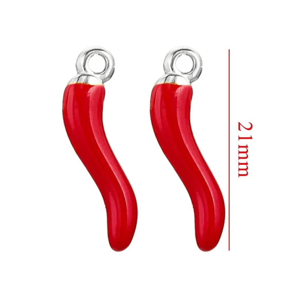 5Pcs Stainless Steel Enamel Red Pepper Charms Pendants For DIY Handwork Jewelry Making Necklace Keychain Accessories Wholesale