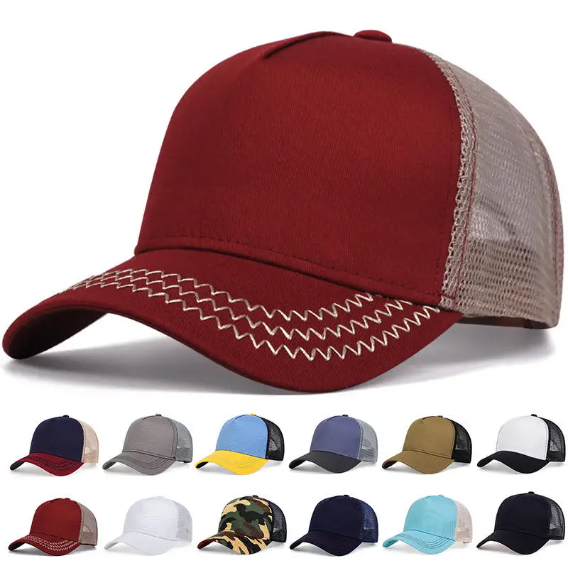 Wholesale High Quality Blank 5 Panel Polyester Mesh Custom Embroidery Logo Trucker Hat For Man And Woman