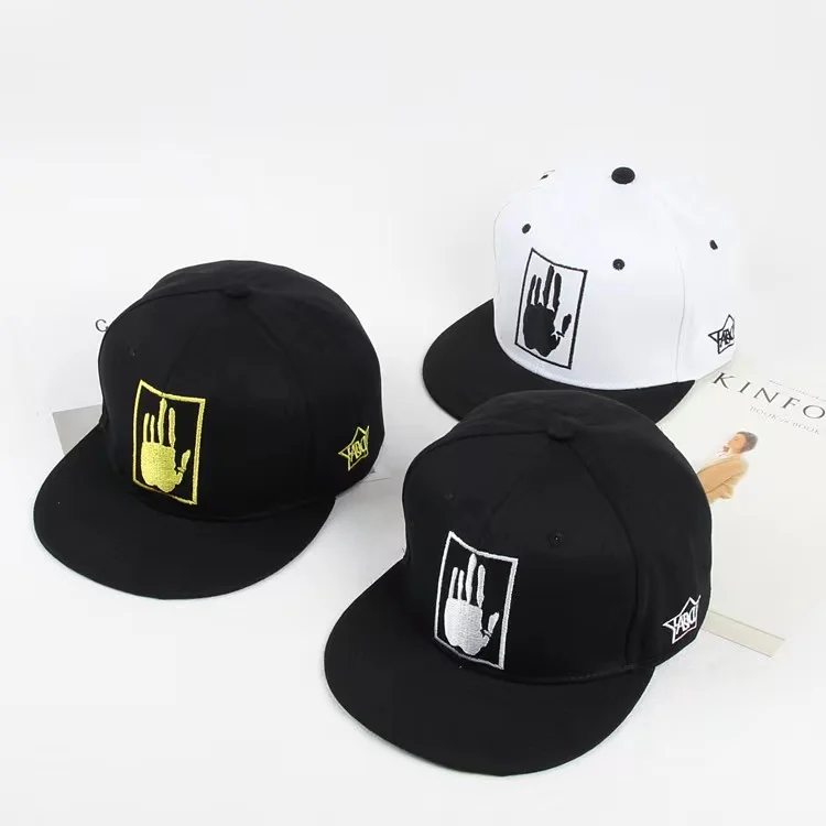Shuoyang factory Korean version square frame palm embroidery flat edge baseball hat outdoor street dance skateboard hip hop hat