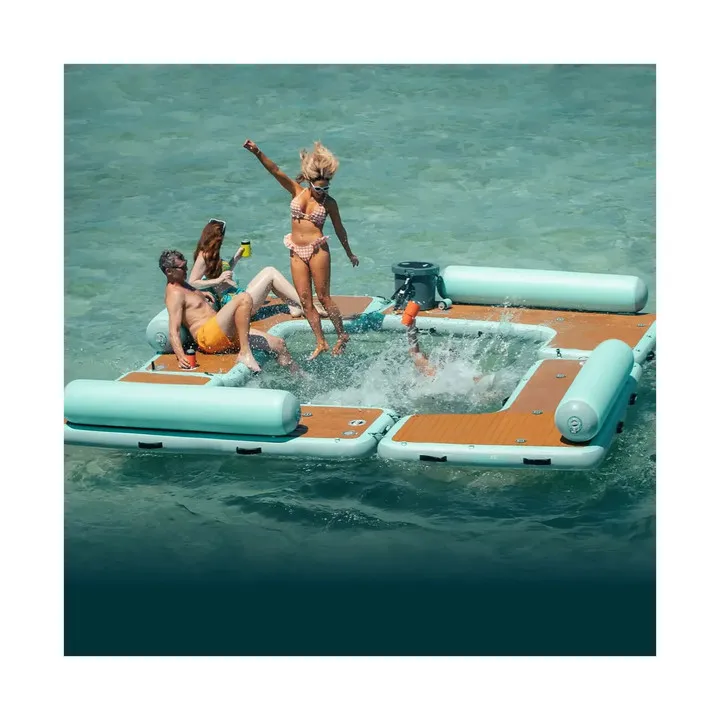 2024 Hot Sale Inflatable Dock Deck Floating Lounge Platform OEM ODM Air Pontoon For Water Sport