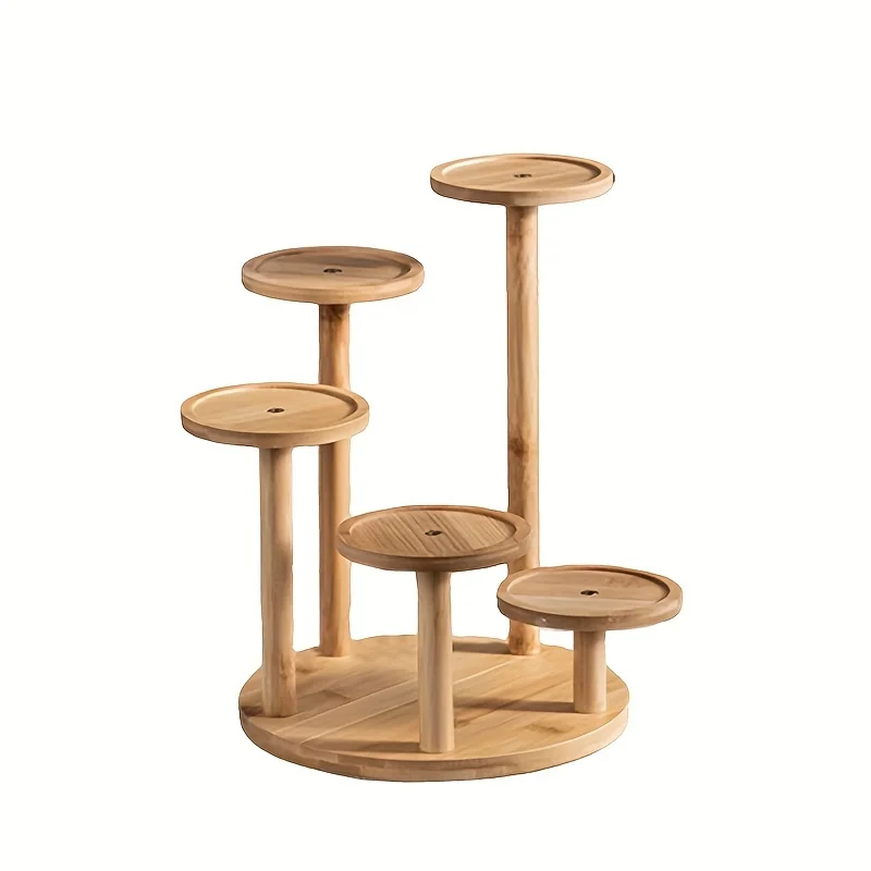 5 Tiered Tabletop Plant Stand Indoor Small Windowsill Flower Shelf Bamboo Mini Succulent Windowsill Shelf