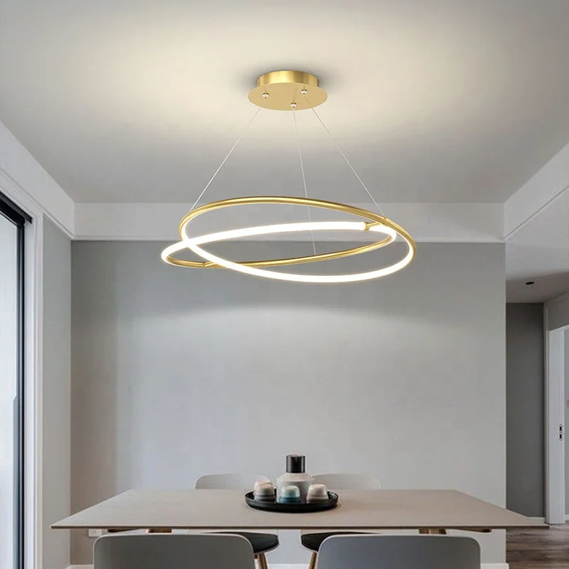 Style Simple Led Ring Gold Pendant Light For Dinning Bedroom Living Room