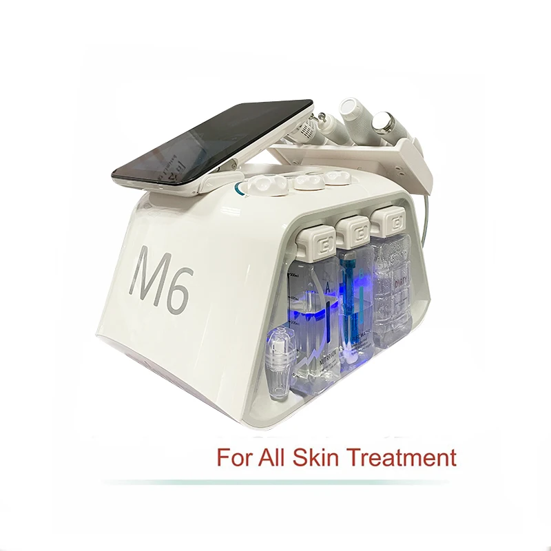 Multifunction 6 in 1 dermabrasion oxygen skin peeling deep cleaning facial hydro beauty equipment