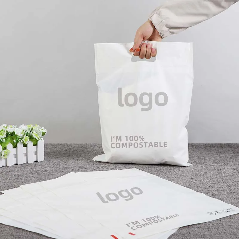 Eco friendly vest carrier bag biodegradable die cut handbag custom shopping bags die cut