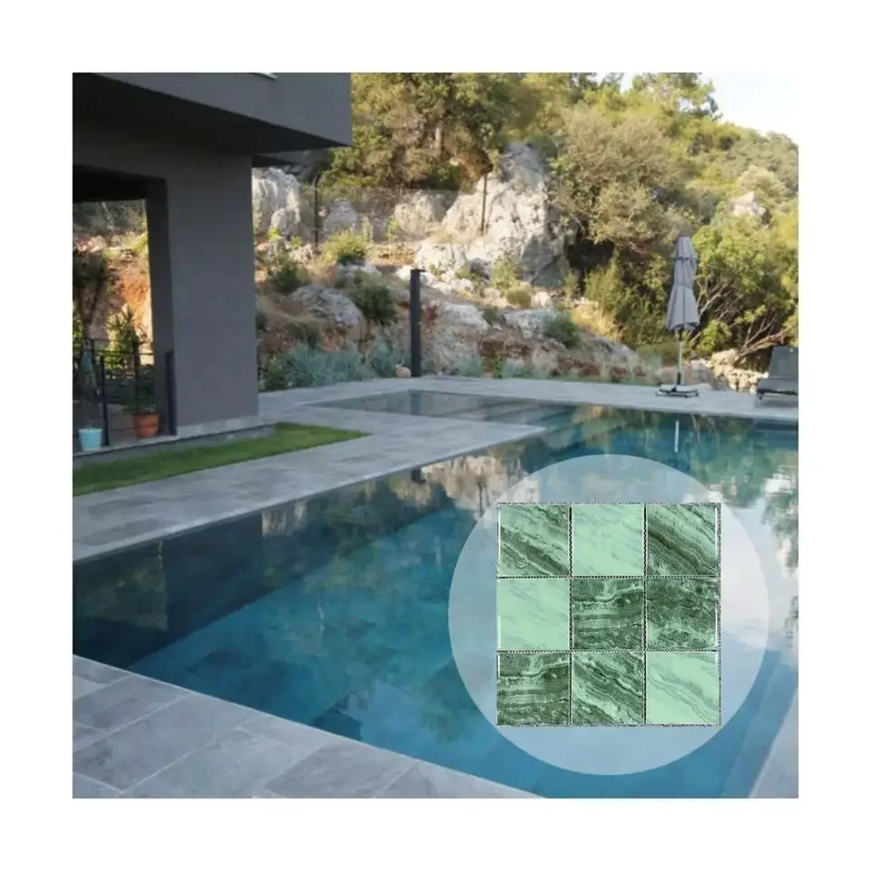 Hotel Projects Custom Square Green Crystal Glass Ceramic Swimming Mosaic Pool Tiles