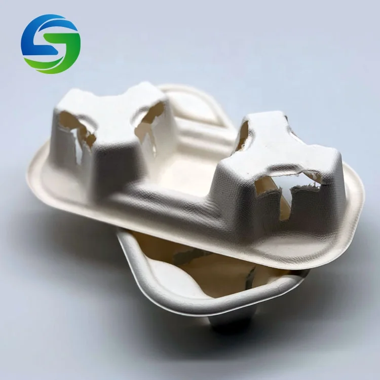 Sugarcane Bagasse Paper Pulp Molded Cosmetic Packaging Inserts Coffee Trays